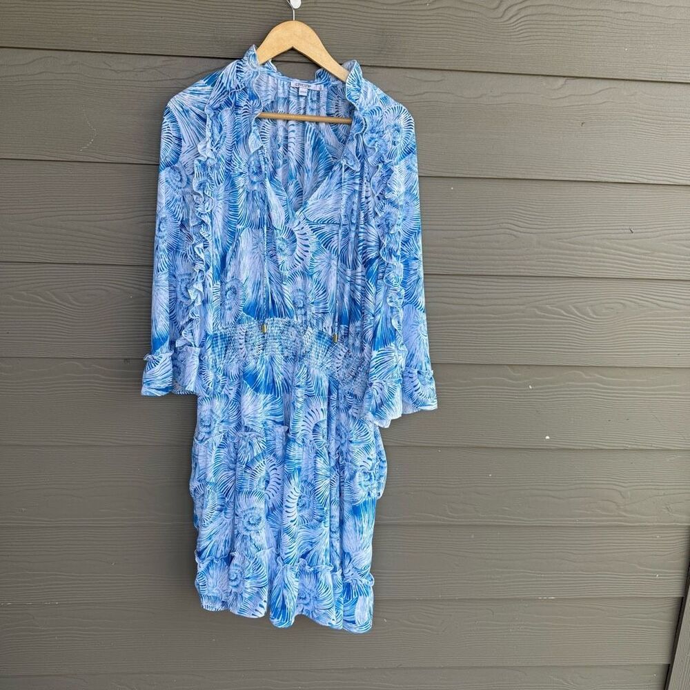 Chico's Light Blue Seashell Print Mini Dress - Picture 2 of 8
